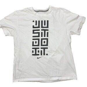 Nike White Tee with Black Geometric Design‎